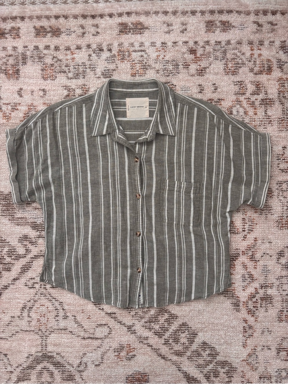 Lucky Brand Women’s Linen-Cotton Blend Button-Down Top - Size XS